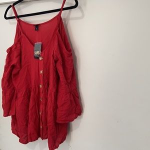 Cold Shoulder Button Top